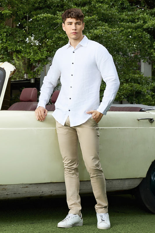 Krasiv Men's Chino Pants Stretch Cotton Slacks Slim Fit Tapered Leg Smart Casual Trousers