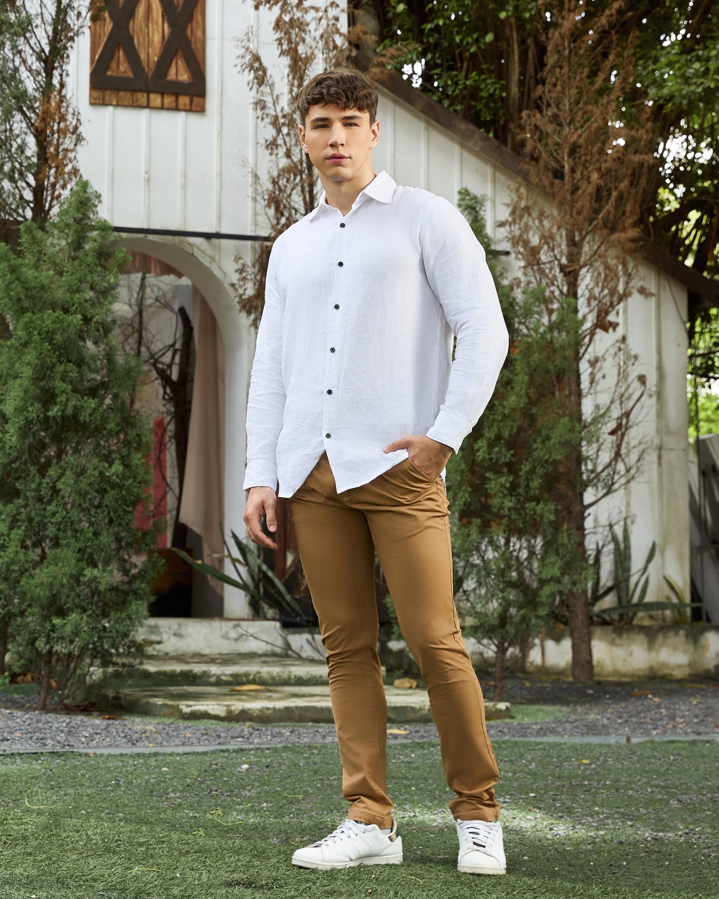 Krasiv Men's Chino Pants Stretch Cotton Slacks Slim Fit Tapered Leg Smart Casual Trousers