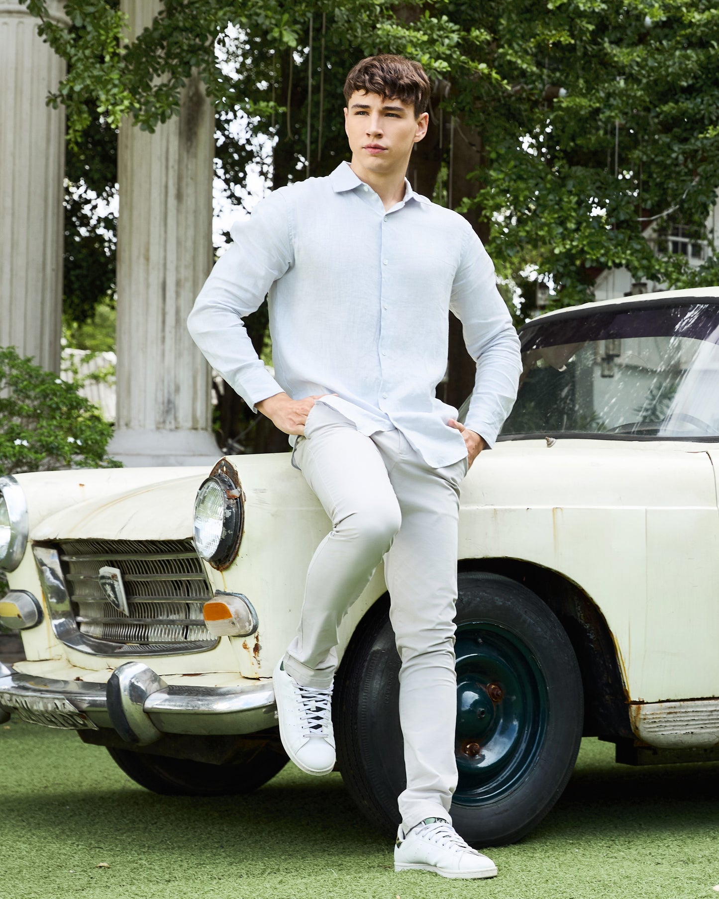 Krasiv Men's Chino Pants Stretch Cotton Slacks Slim Fit Tapered Leg Smart Casual Trousers